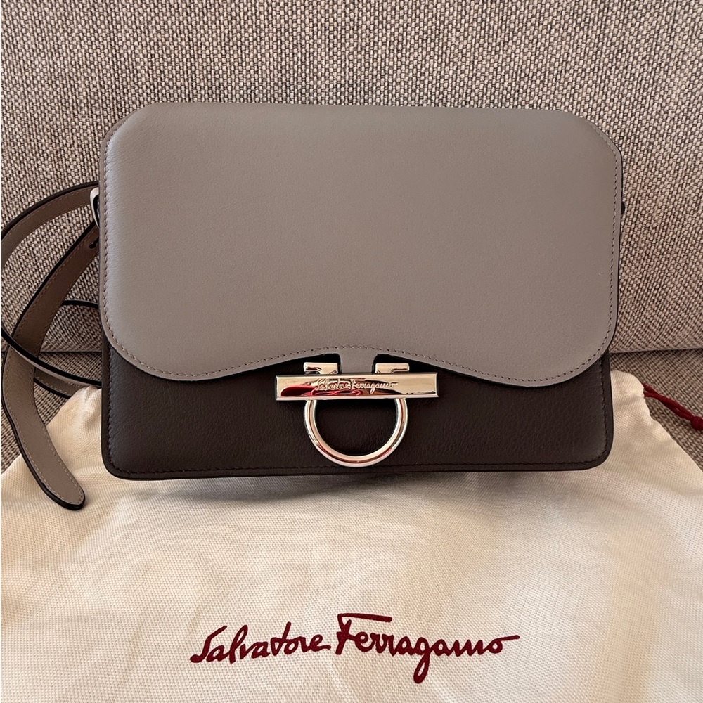 BRAND NEW!  Ferragamo Two-Tone Joanne Crossbody Bag